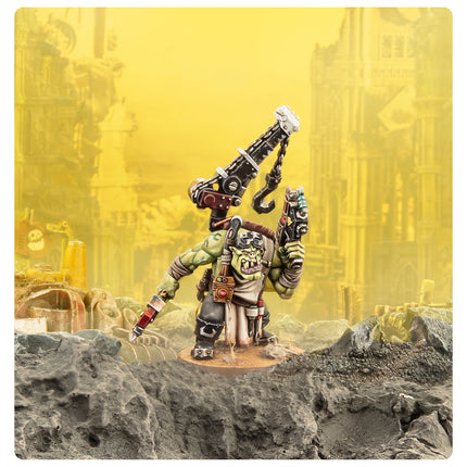 Ork Mek on the battlefield, painted