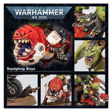 Orks Squighog Boyz miniatures detail, unpainted