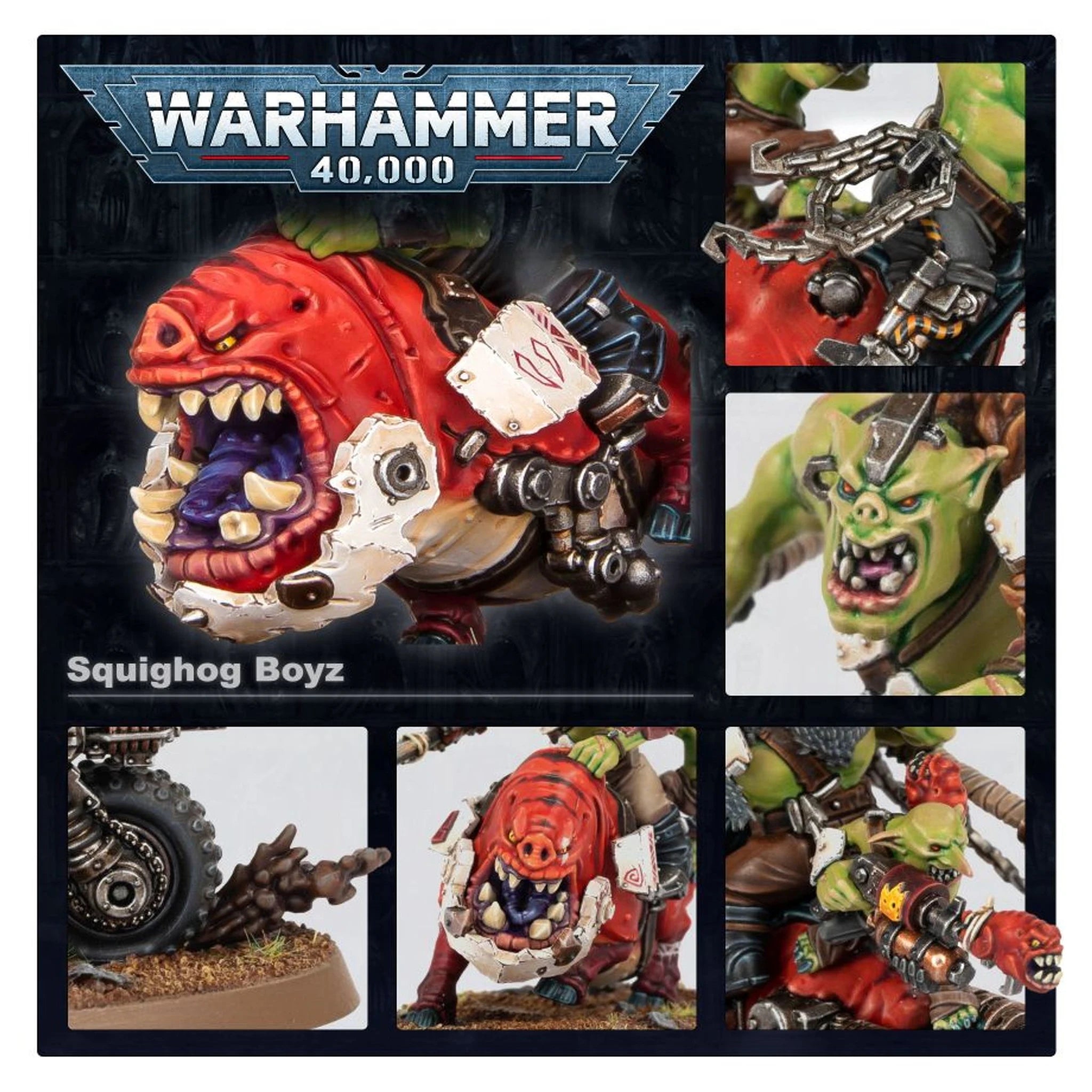 Orks Squighog Boyz miniatures detail, unpainted