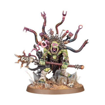 Ork Weirdboy miniature, painted, studio view