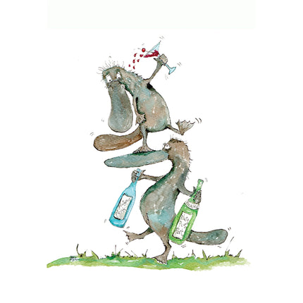 Platypus Plonk Greeting Card - Patchworkdog Designs