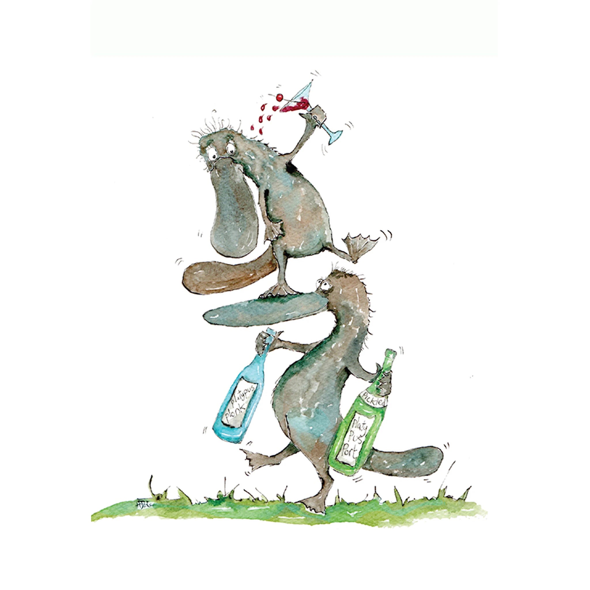Platypus Plonk Greeting Card - Patchworkdog Designs