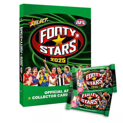 AFL Select Footy Stars 2025 - Album + 2 Packs of Cards