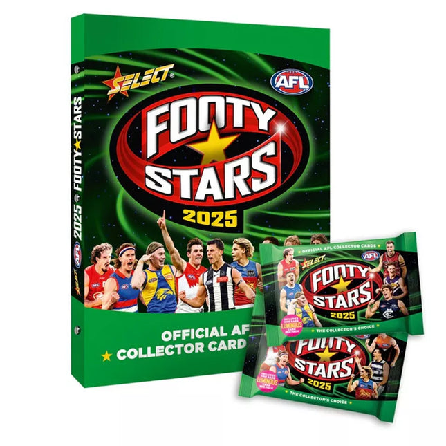 AFL Select Footy Stars 2025 - Album + 2 Packs of Cards