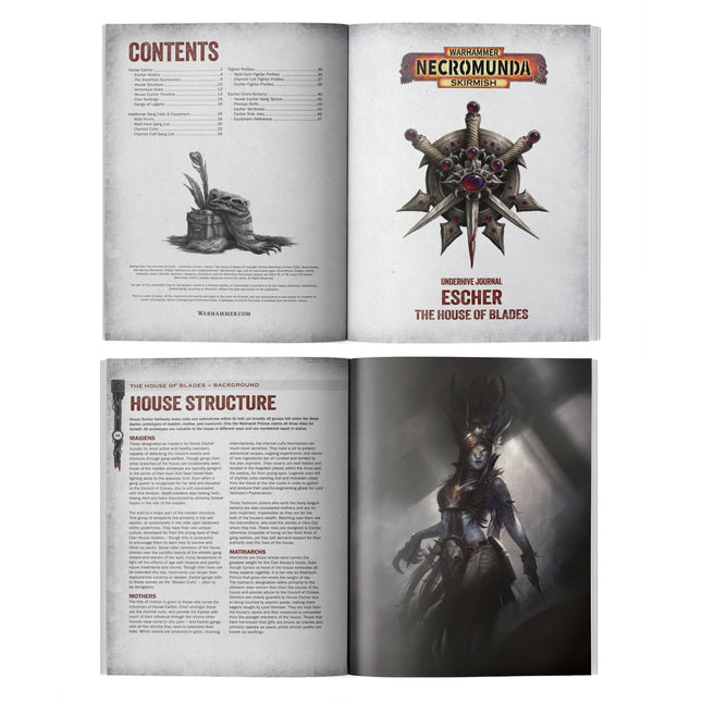 Necromunda Underhive Journal Escher House of Blades interior spread