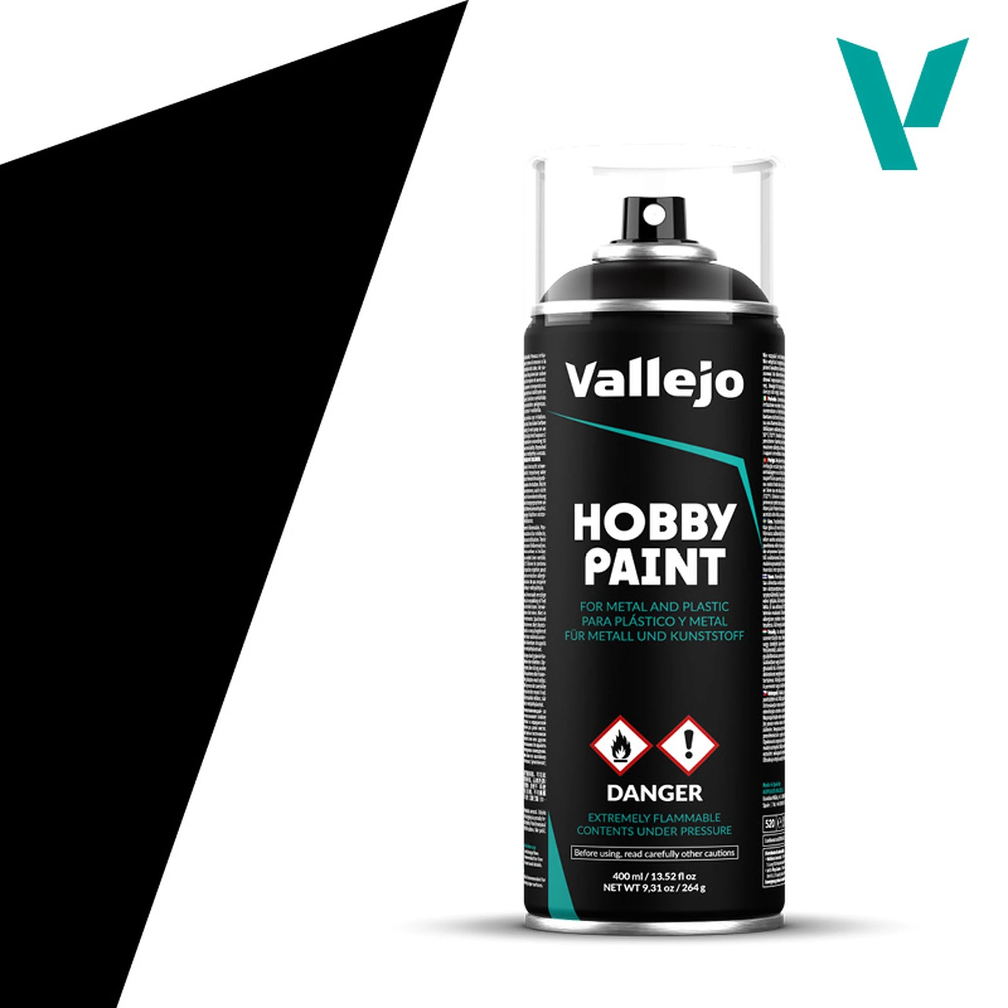 Vallejo Hobby Paint Spray Black Primer 400ml