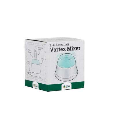 LPG Essentials Vortex Mixer box side showing how it works