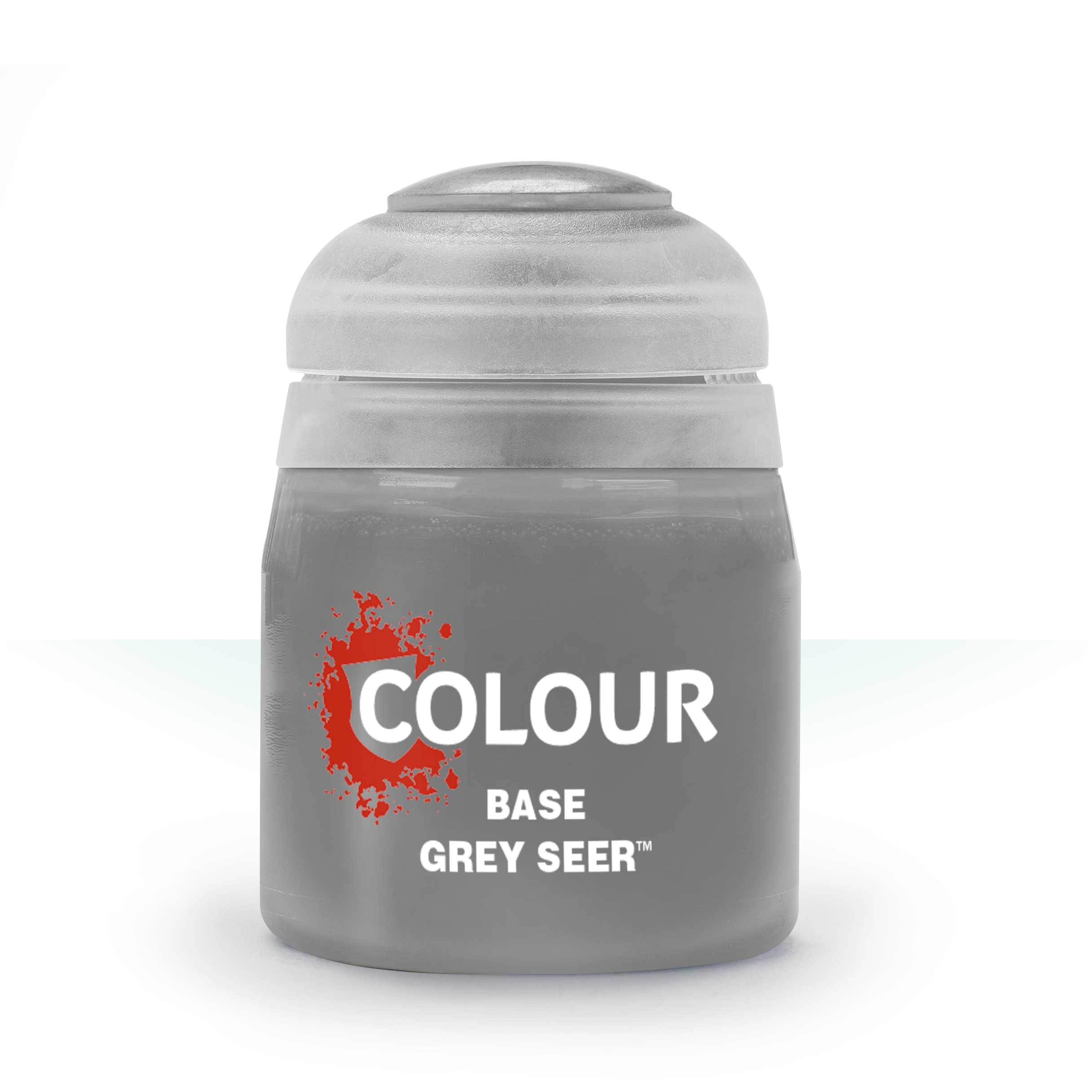a bottle of grey paint with the words colours on it