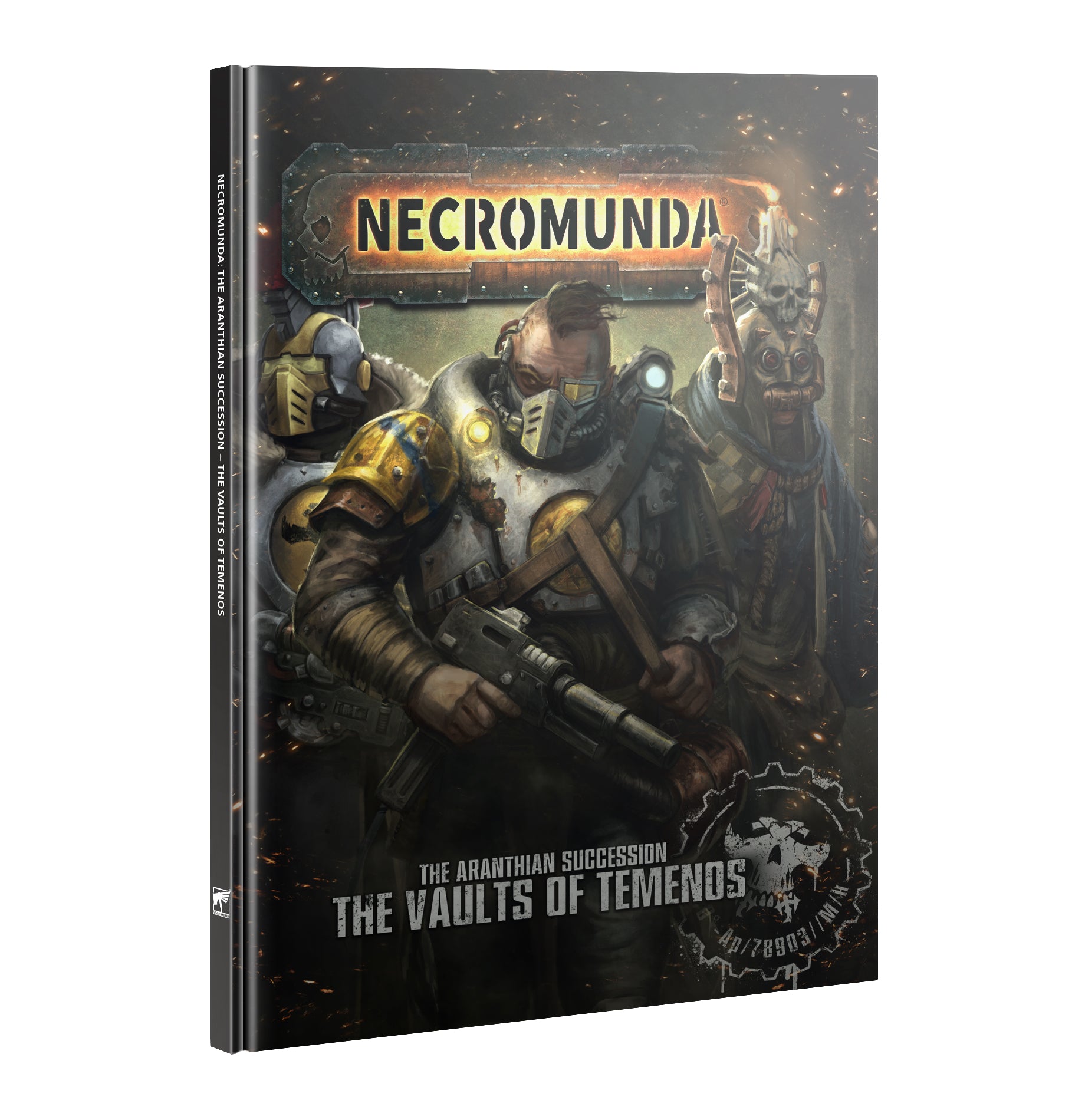 a book cover for necomunda the vaults of demons
