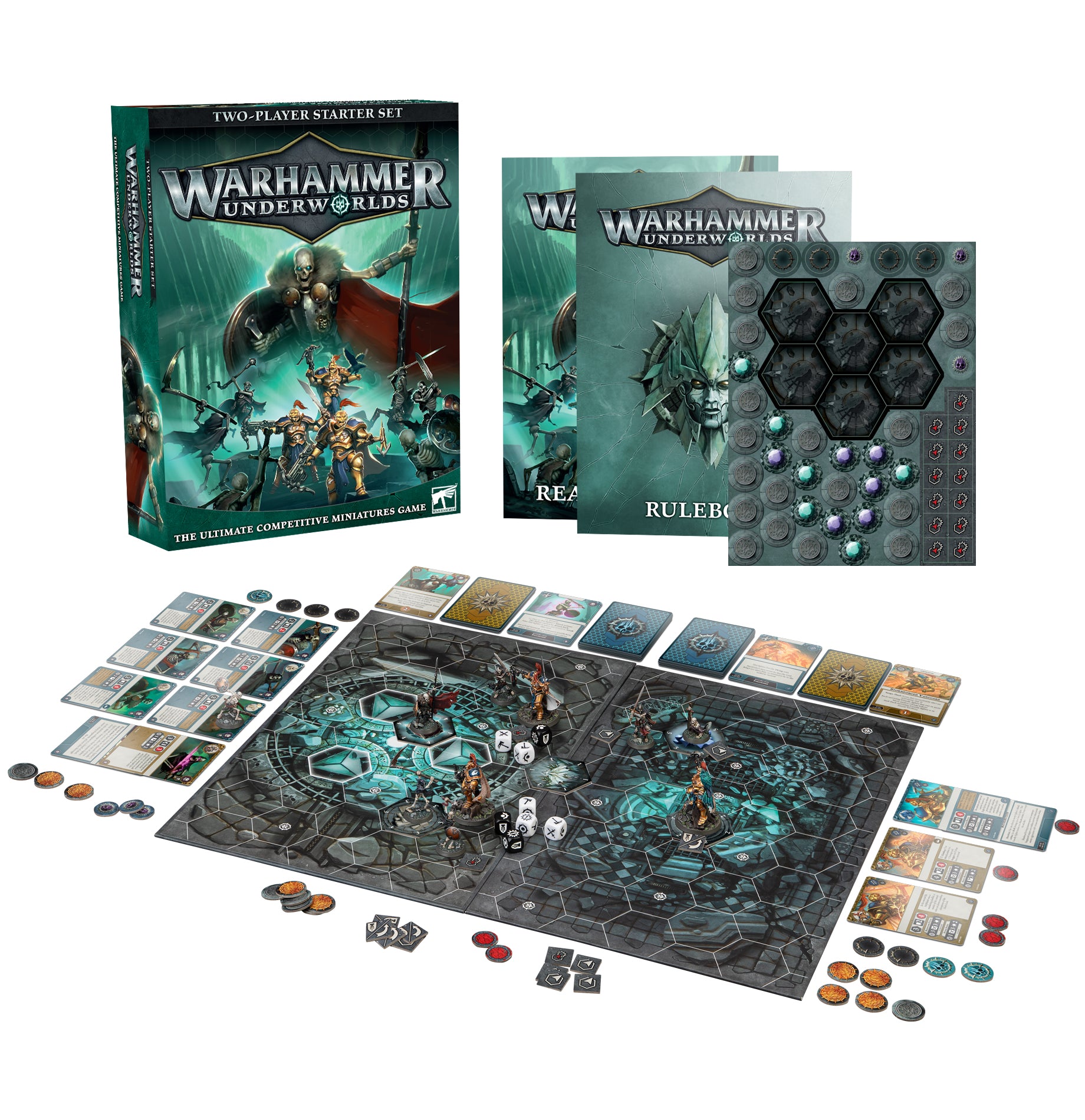 a board game set up on a white background