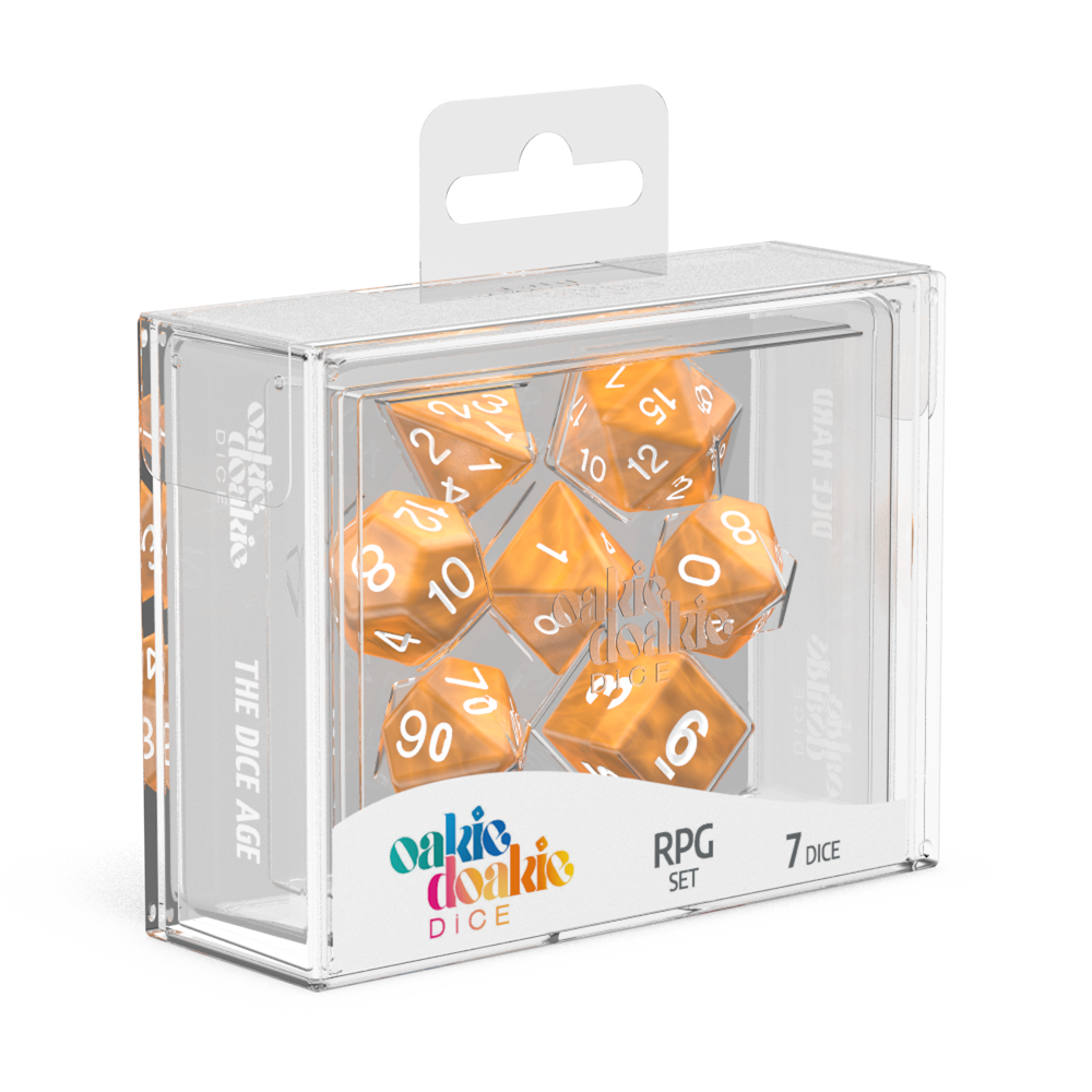 RPG 7 Dice Set Oakie Dokie - Marble Orange