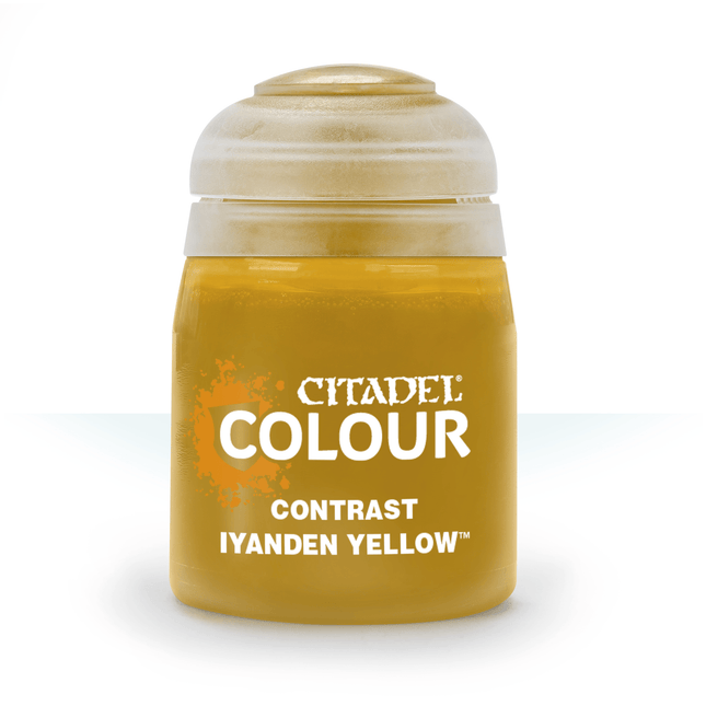 a bottle of yellow paint with a white background