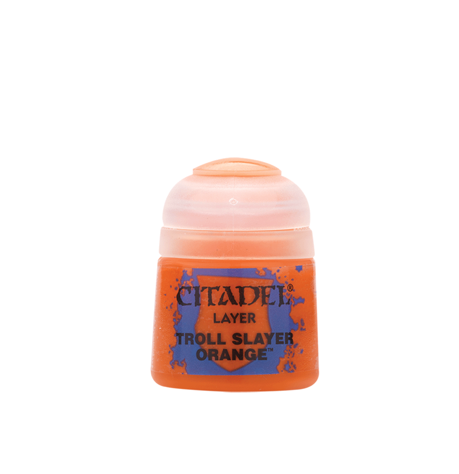 a bottle of orange colored paint on a white background