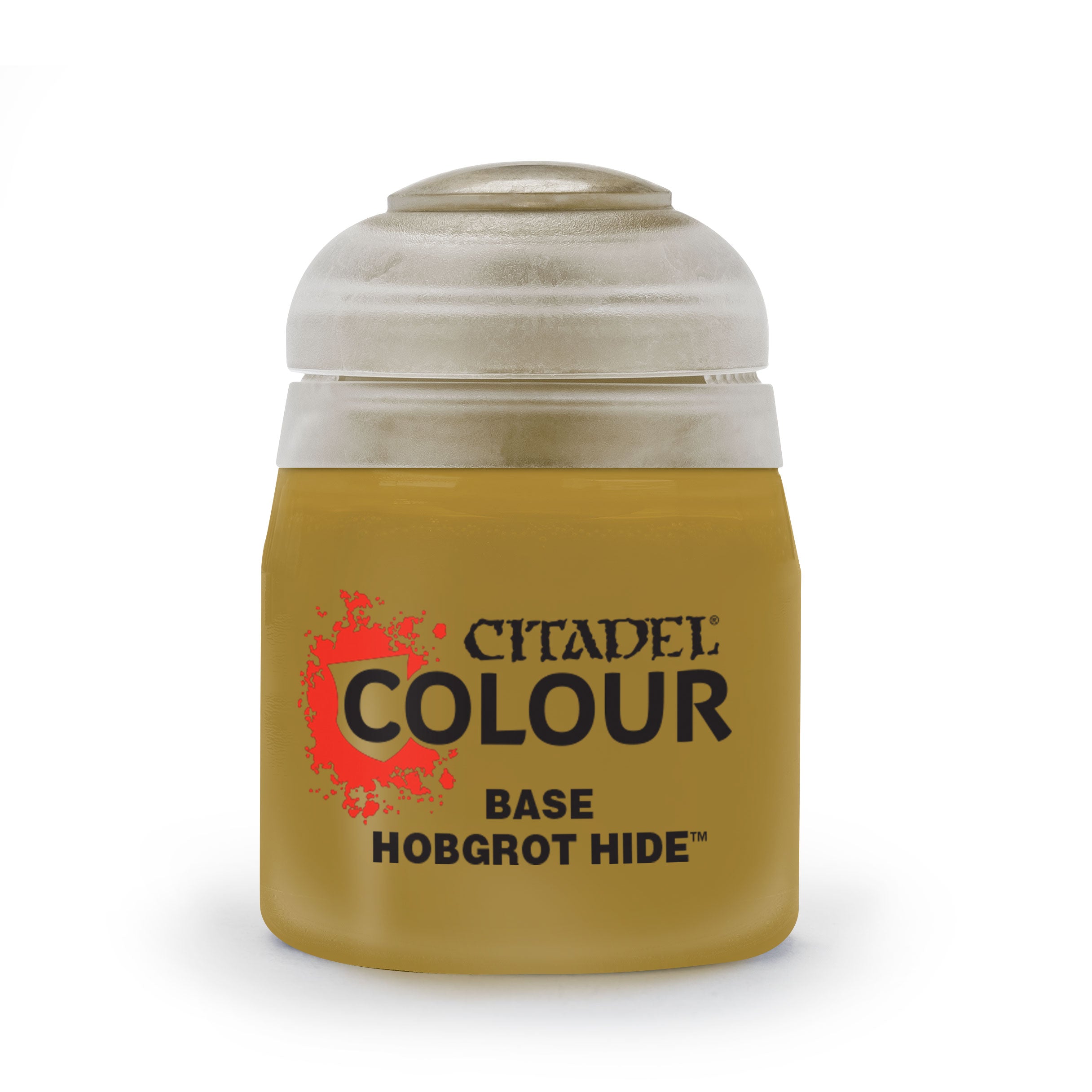 a bottle of yellow paint with a white lid
