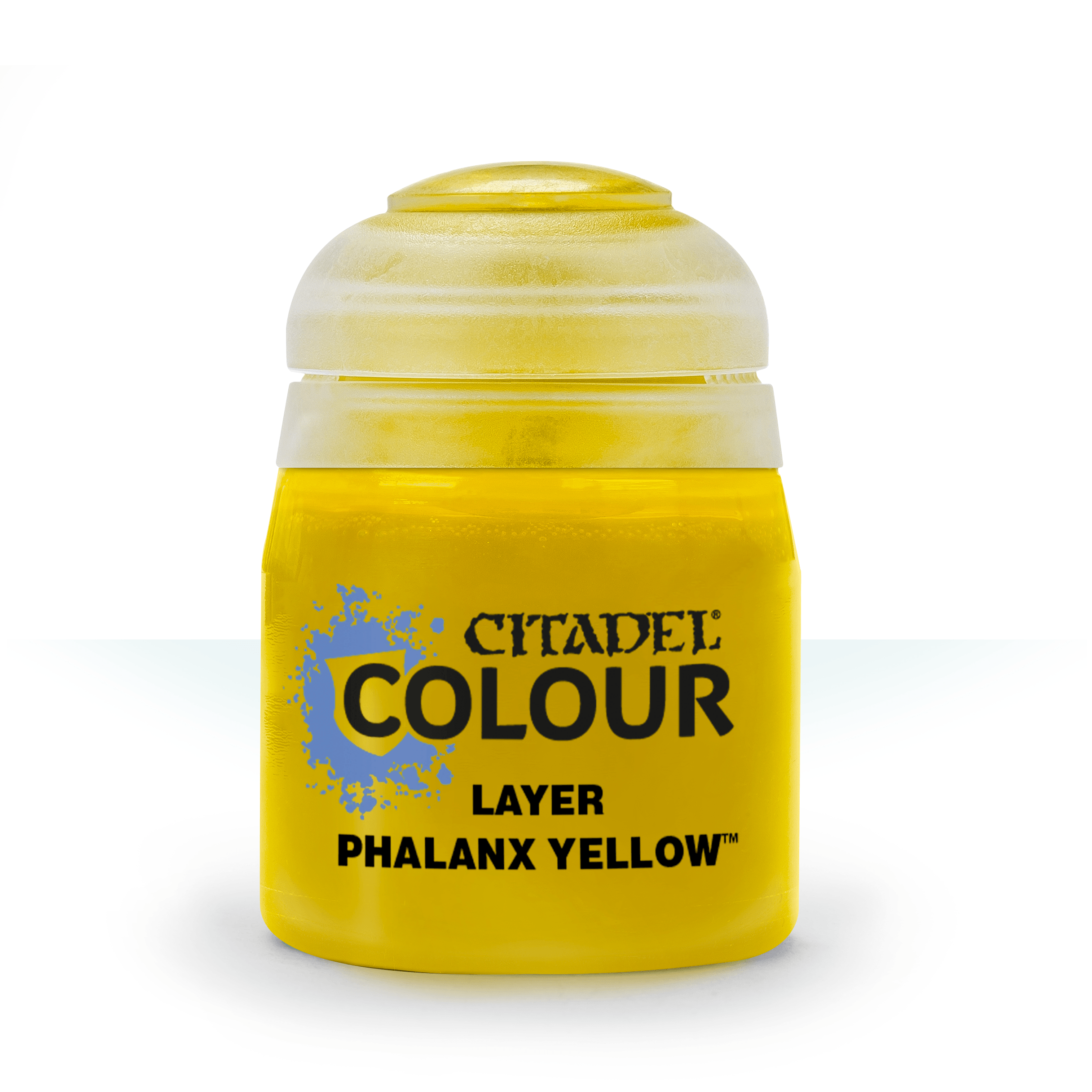 a bottle of yellow paint on a white background