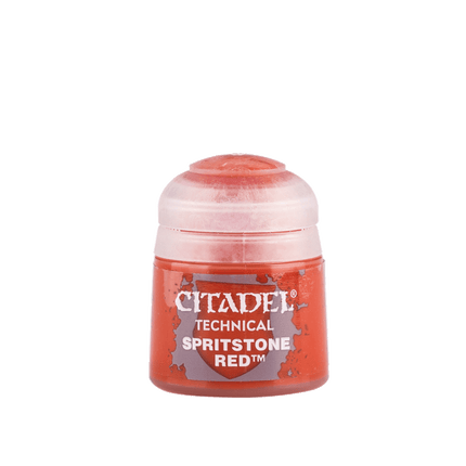 a small jar of red paint on a white background