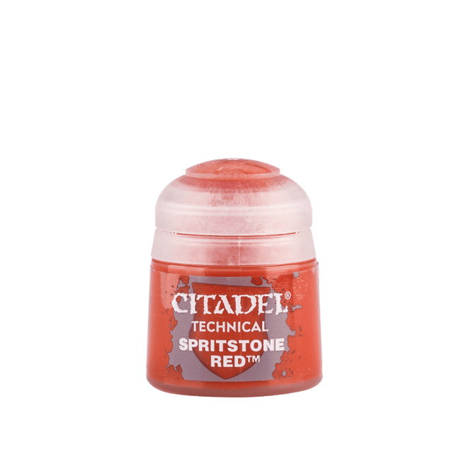 a small jar of red paint on a white background