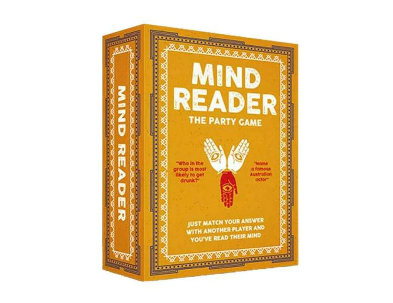 a card game box with the words mind reader on it