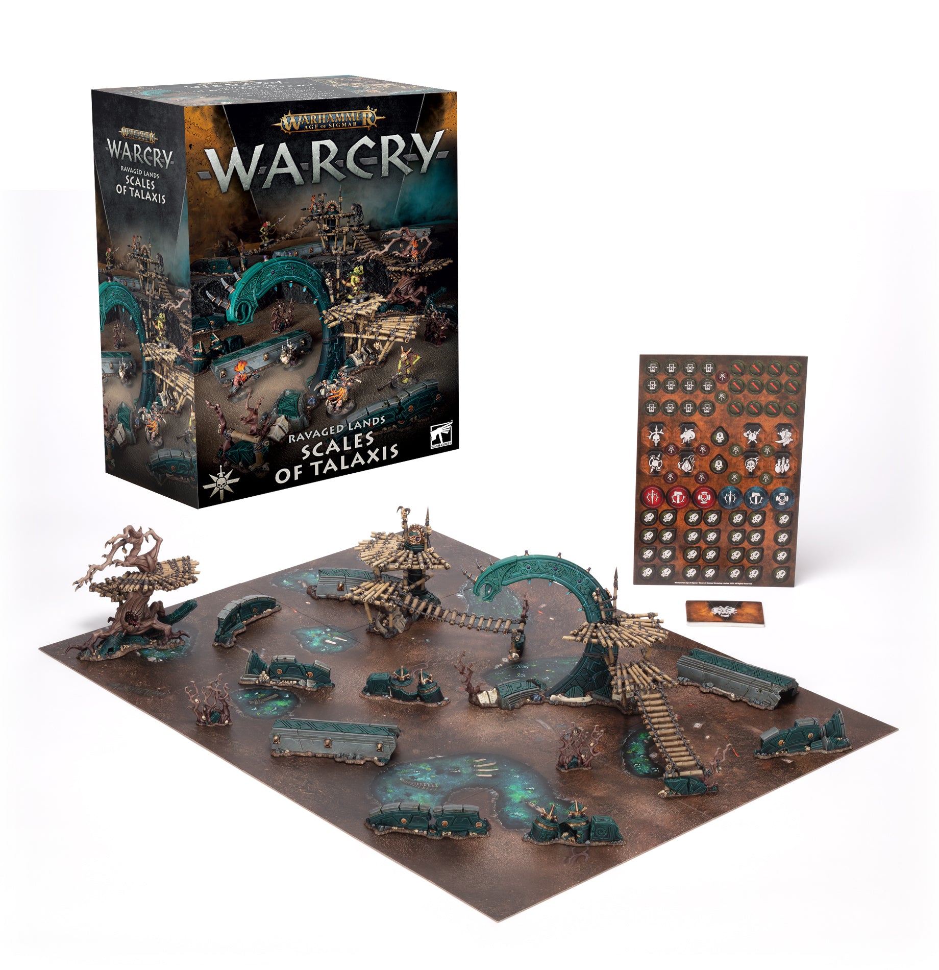 a warcry board game with a box and accessories